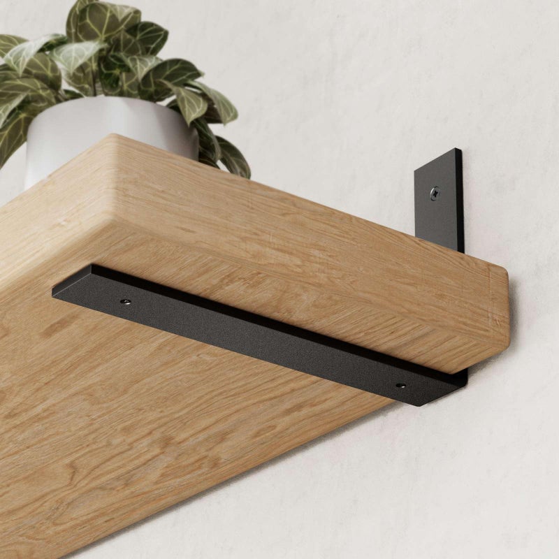 WEKIS 6 Pack Heavy Duty 8 Inch Black Shelf Brackets, L Shelf Bracket 8 Inch for Floating Shelves, 1/5-Inch Thick - Image 1